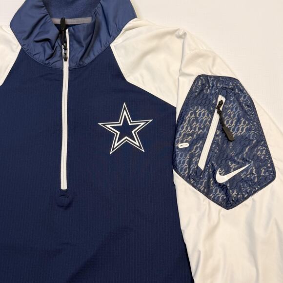 Dallas Cowboys Pullover Mens XL Blue White NFL Football Nike Dri Fit Quarter Zip - Picture 5 of 12